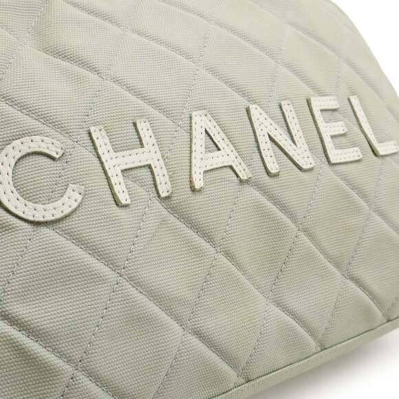 CHANEL Sport Line Matelasse Handbag in Canvas and Leather, Light Gray White - Picture 9 of 10